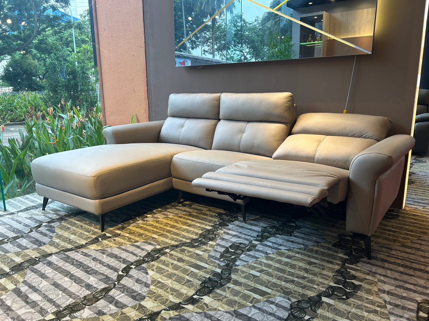 Primo L-Shape Half Leather Recliner Sofa