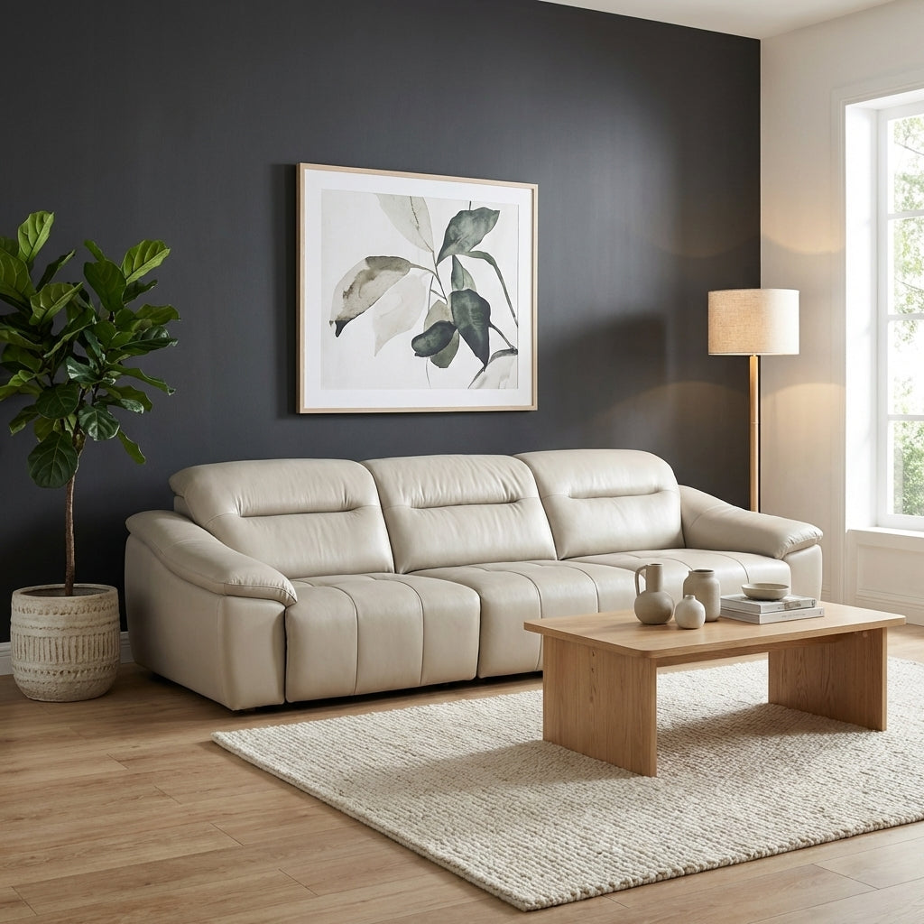 Half Leather Slider Sofa – Premium Gliding Recliner 2