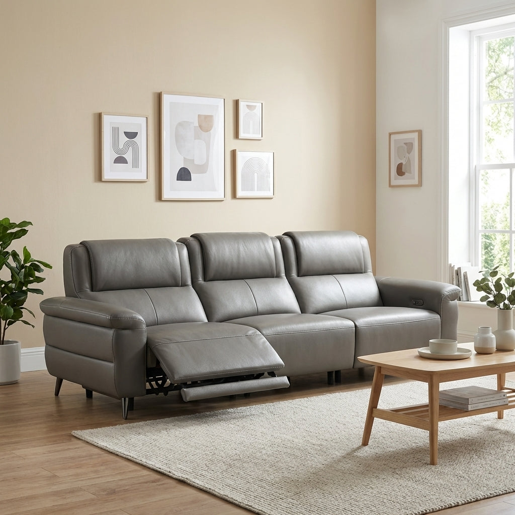 Half Leather Electric Recliner Sofa – Wide Seat Zero Wall 2