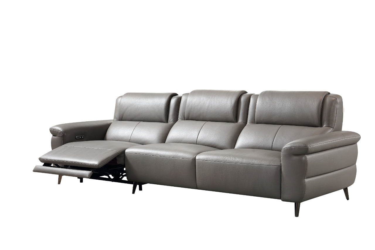 Half Leather Electric Recliner Sofa – Wide Seat Zero Wall