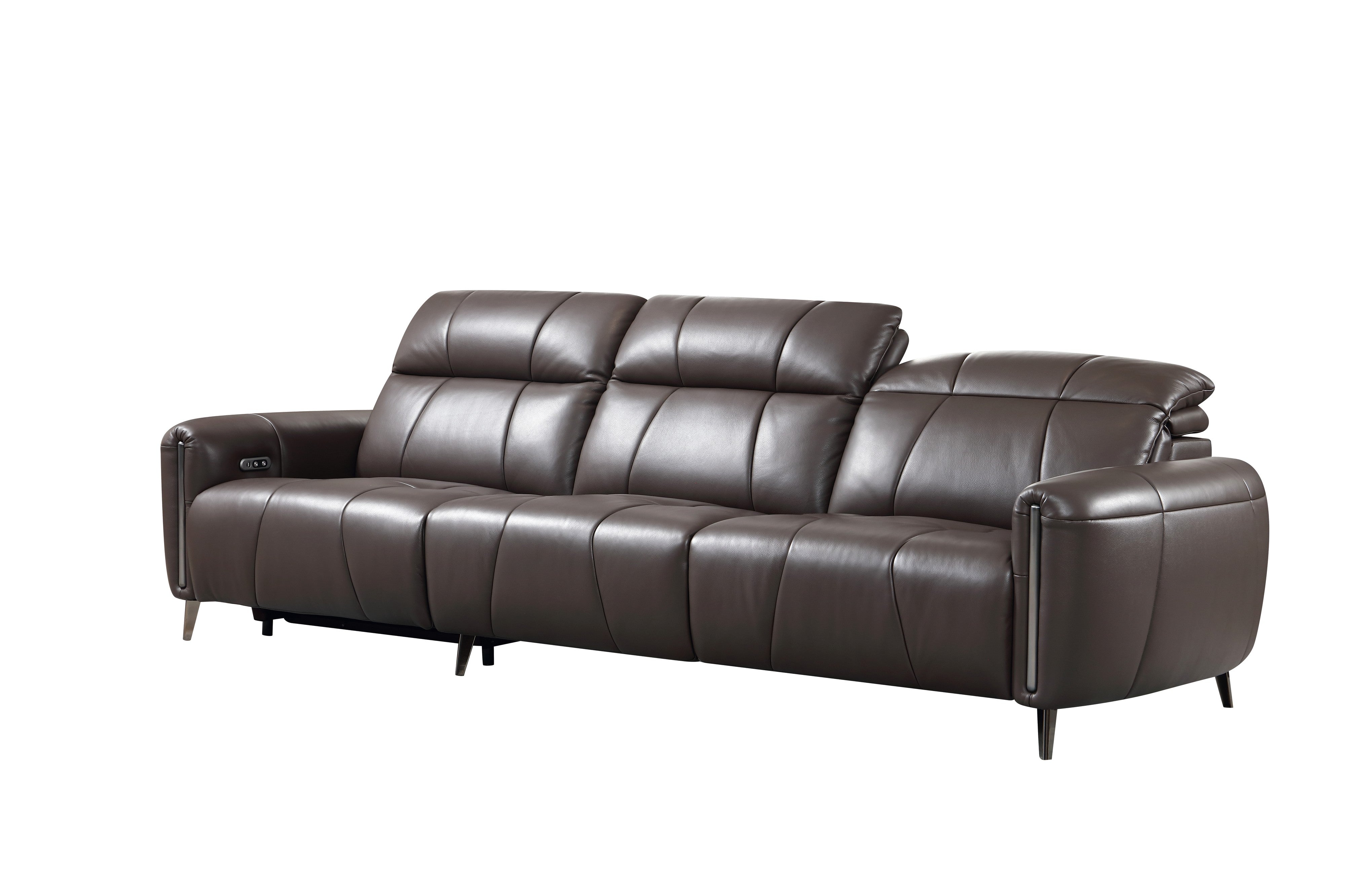Half Leather Electric Recliner Sofa – Slim Profile Zero Wall