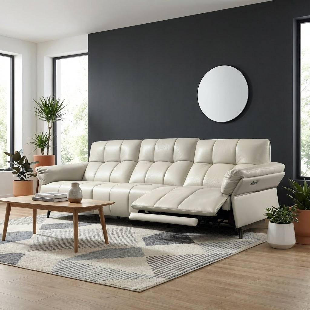 Half Leather Electric Recliner Sofa – Adjustable Headrest Zero Wall 2