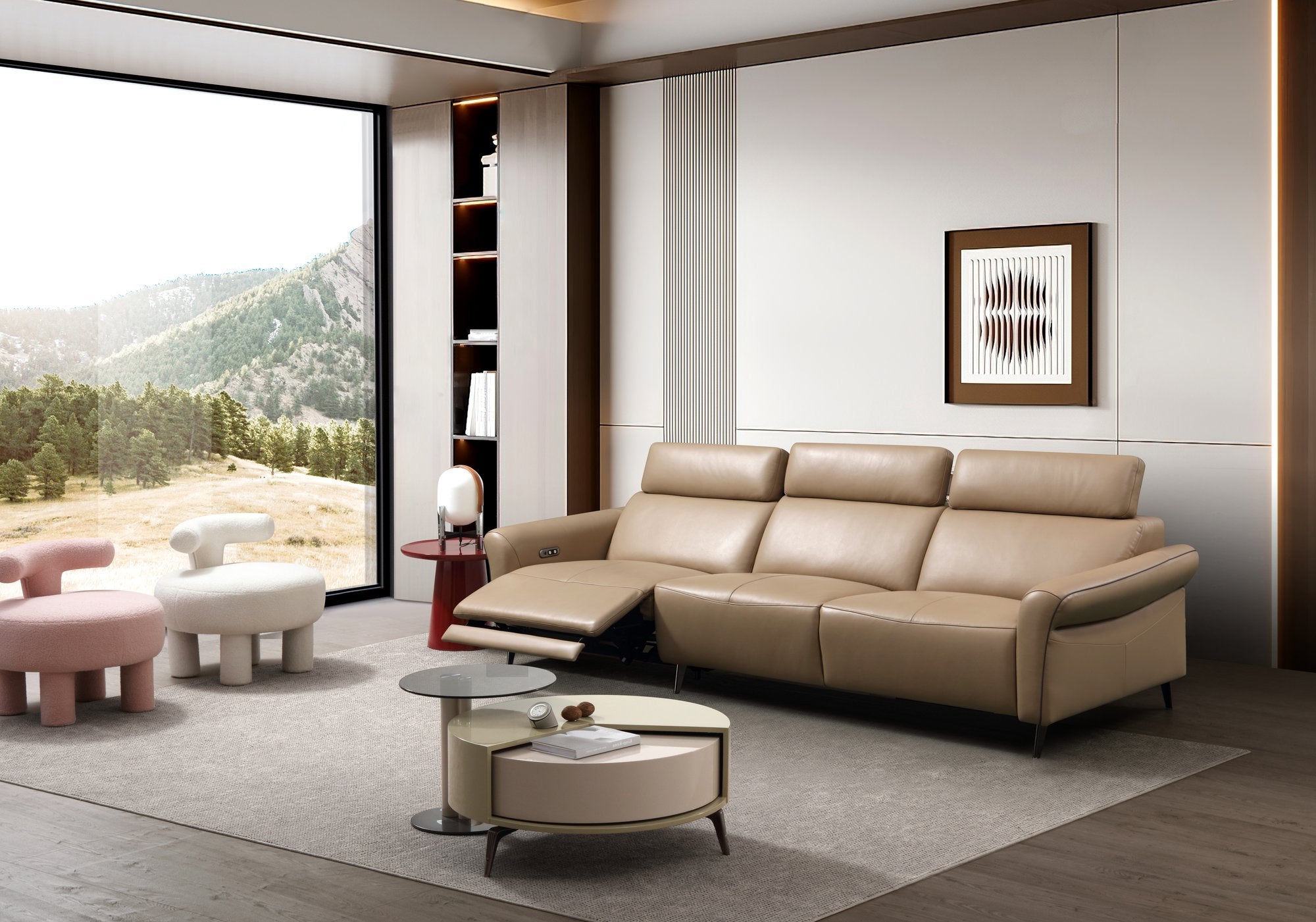 Half Leather Compact Electric Recliner Sofa – Zero Wall 2