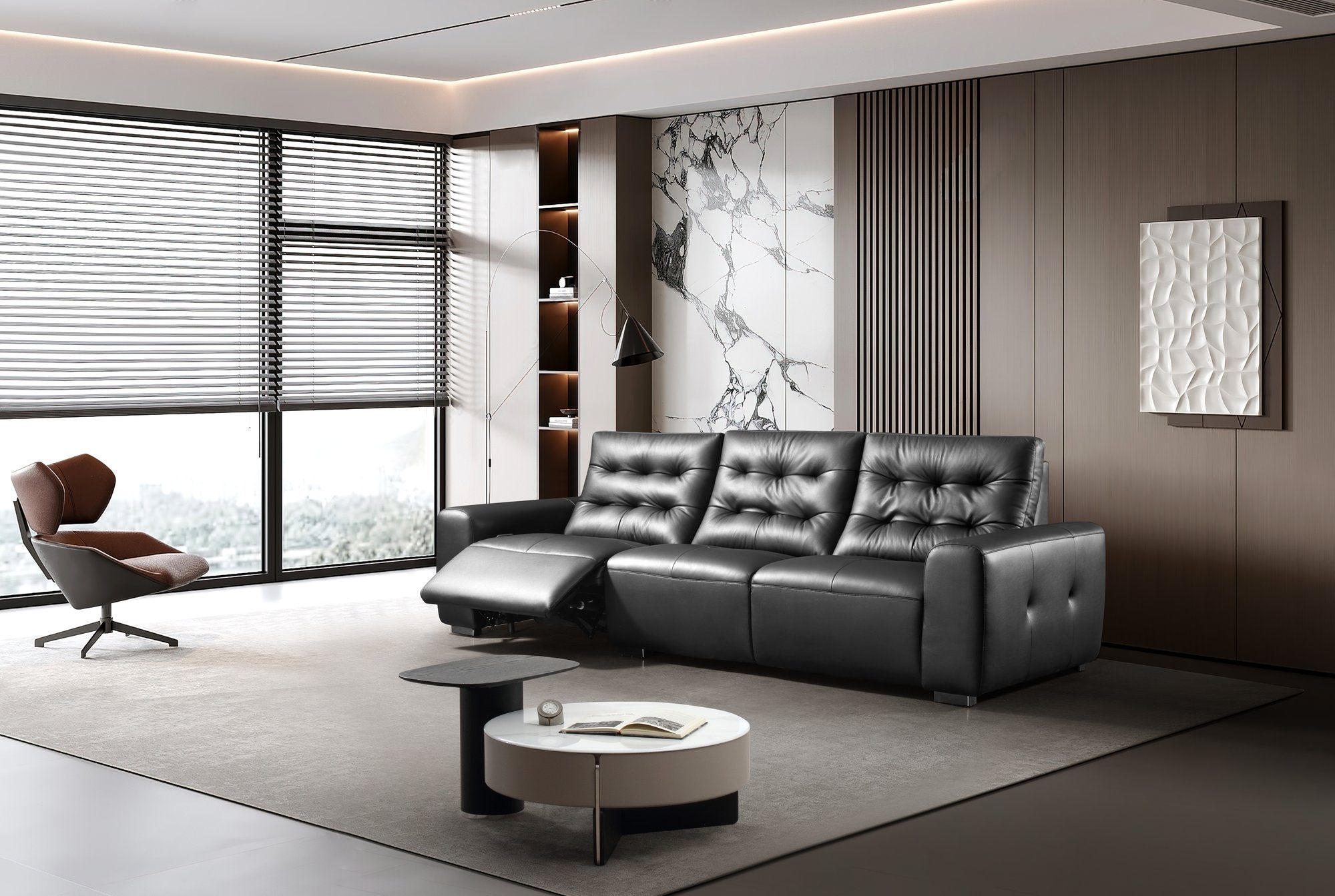 Half Leather Electric Recliner Sofa – Zero Wall Design 2