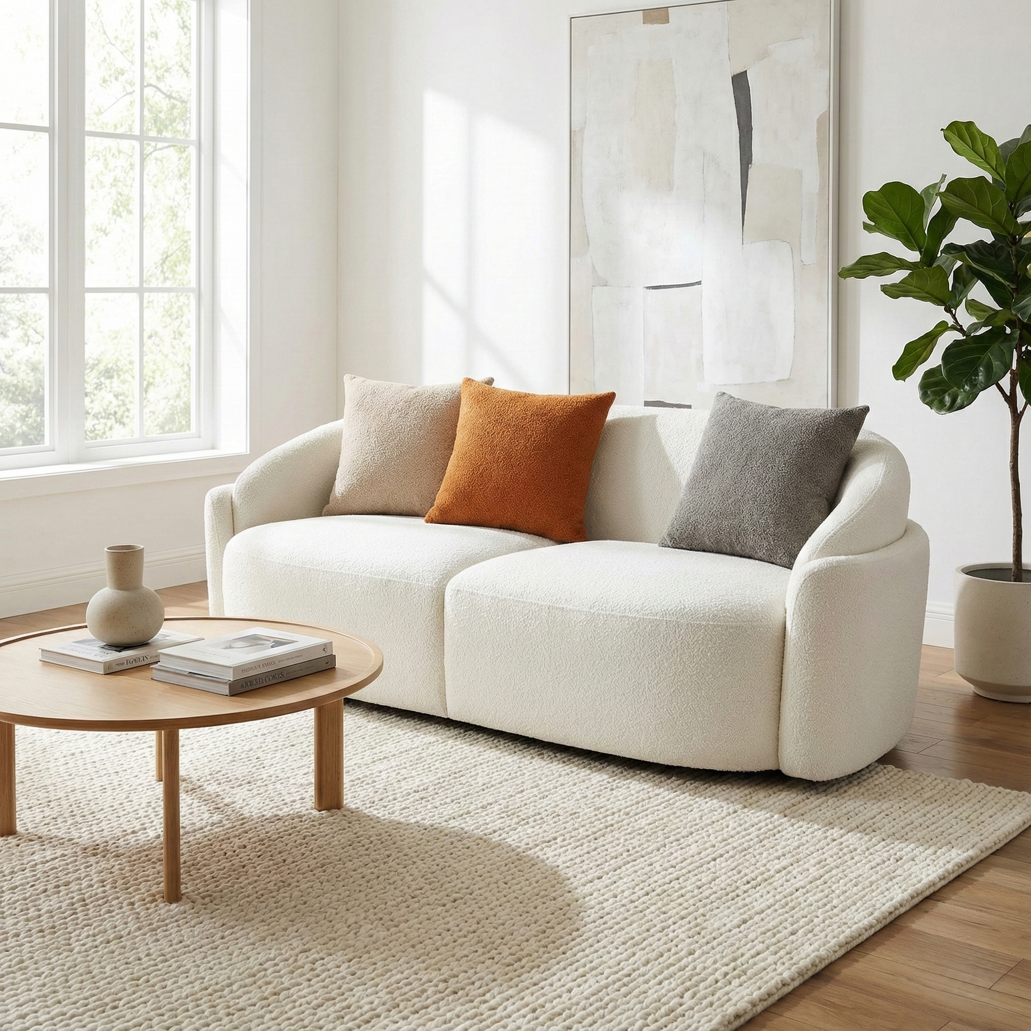 Full Fabric 3 Seater Curved Sofa