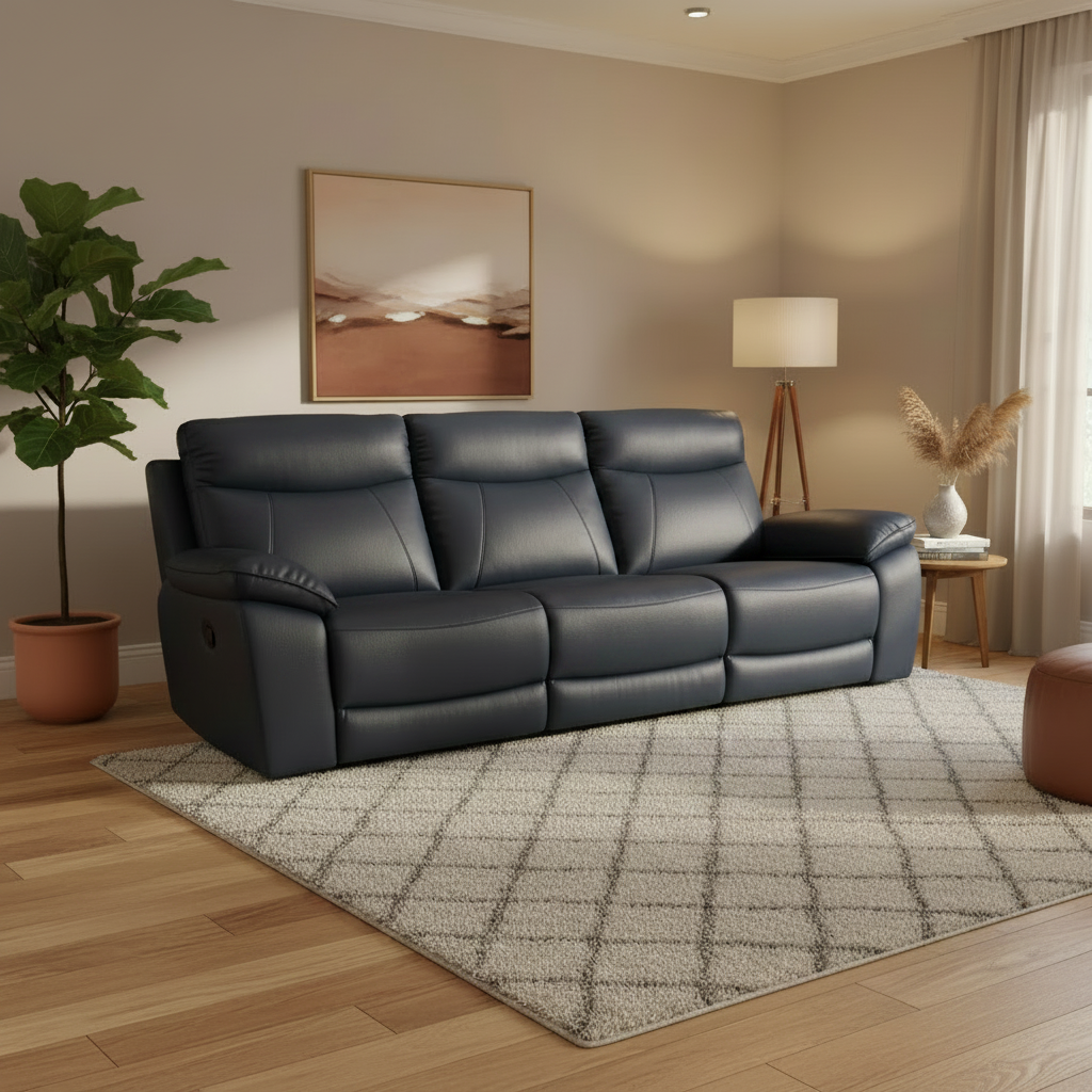 Alto Half Leather Recliner 3 Seater Sofa 1