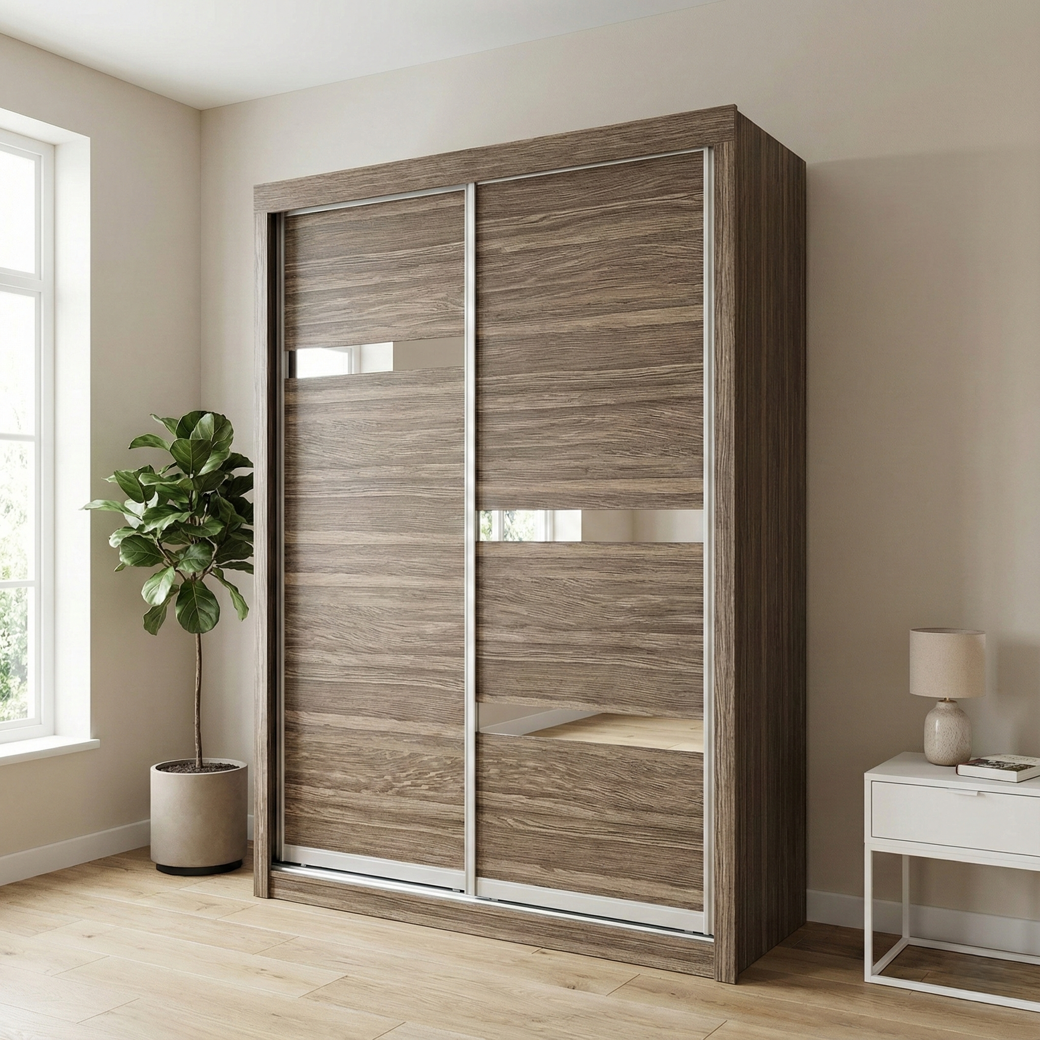 Urban Walnut Sliding Door Designer Wardrobe