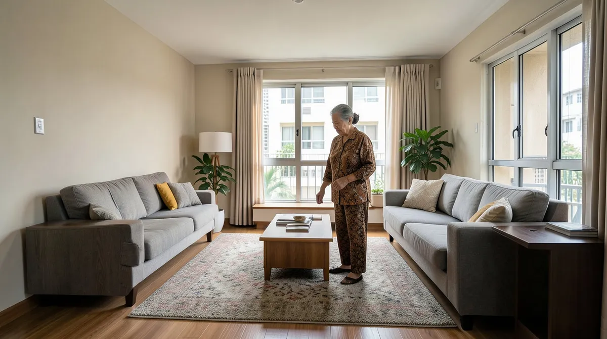 HDB living and dining area arranged following interior designer furniture placement rules