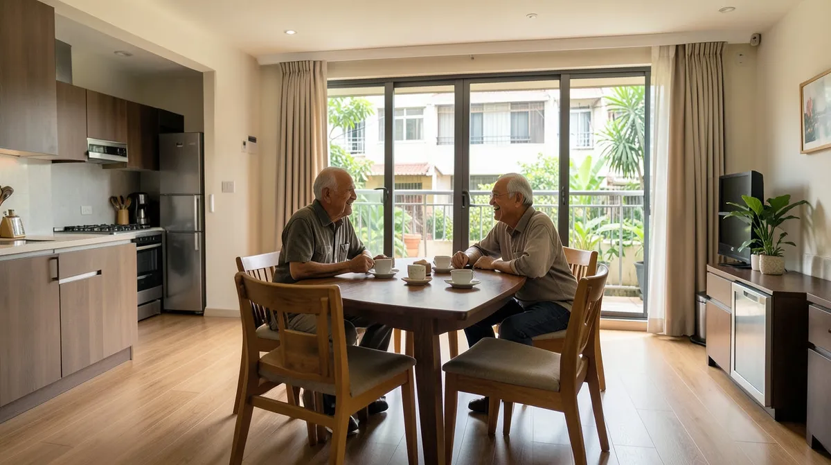 Dining chairs with different backrest heights arranged around a dining table