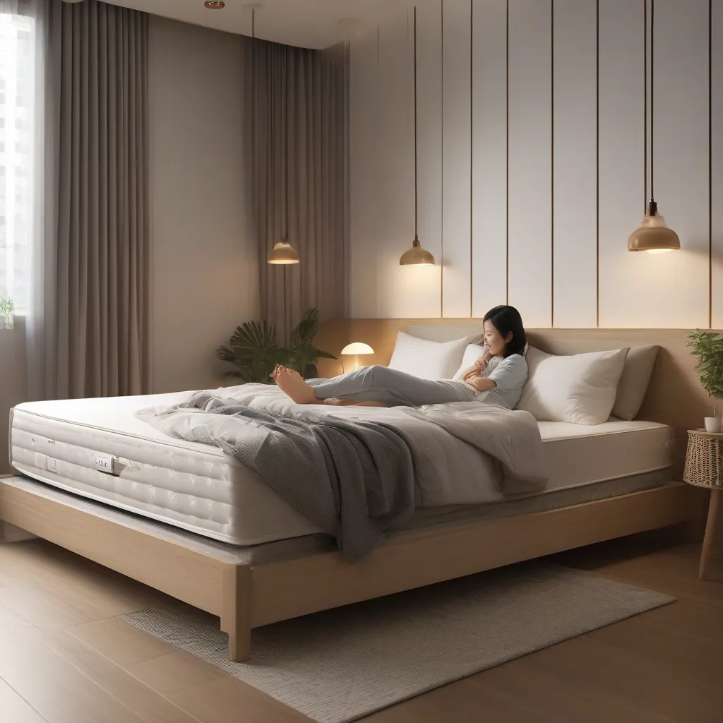 A comfortable mattress on a bed frame in a bright Singapore bedroom