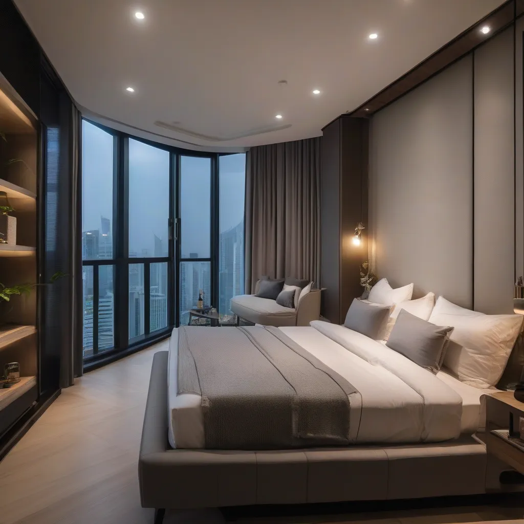 Singapore HDB master bedroom with a bed, wardrobe, and side table arranged for comfortable movement