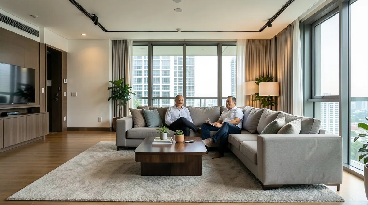 Furniture placed with clearance from a wall to allow airflow and prevent mould in a humid Singapore home