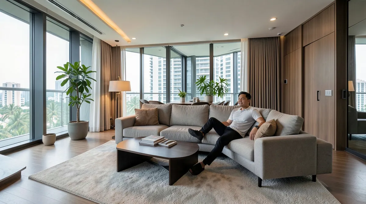 Compact living room comparing a sofa bed setup versus a separate sofa and bed