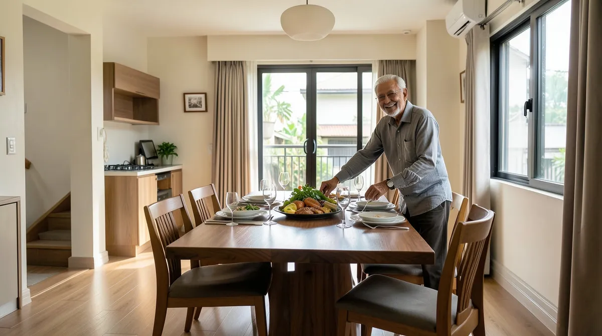 Compact BTO dining area featuring an extendable table and space-saving chairs