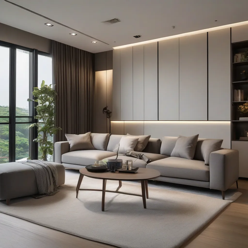 L-shaped sofa layout suited for a 4-room BTO living room