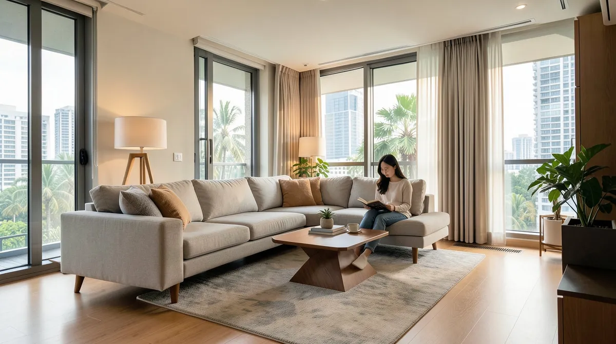 New homeowner reviewing furniture choices to avoid common buying mistakes