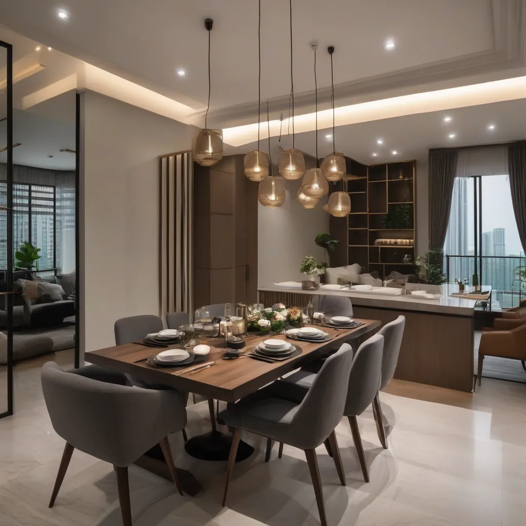 Elegant dining set with table and chairs suited for a Singapore home