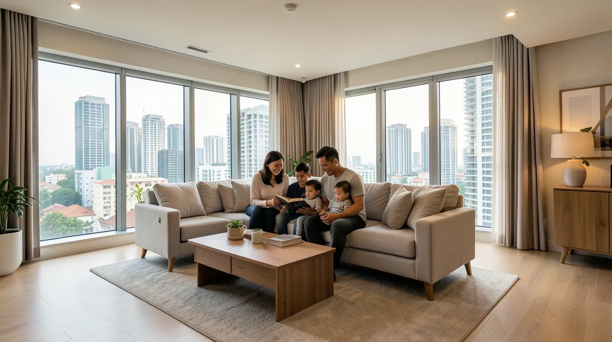 Warm, lived-in Singapore home interior illustrating how furniture turns a house into a home