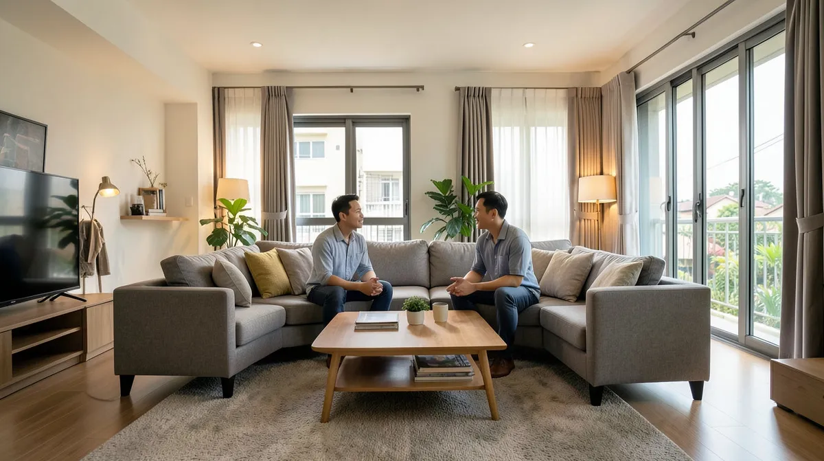 A well-proportioned TV console set against a wall in a Singapore living room