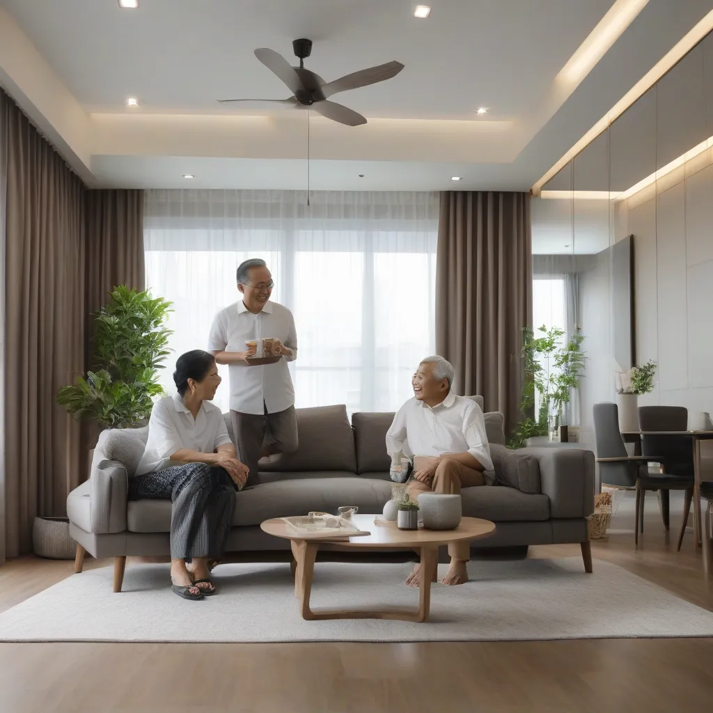 A measuring tape laid across an HDB living room floor to size up sofa placement