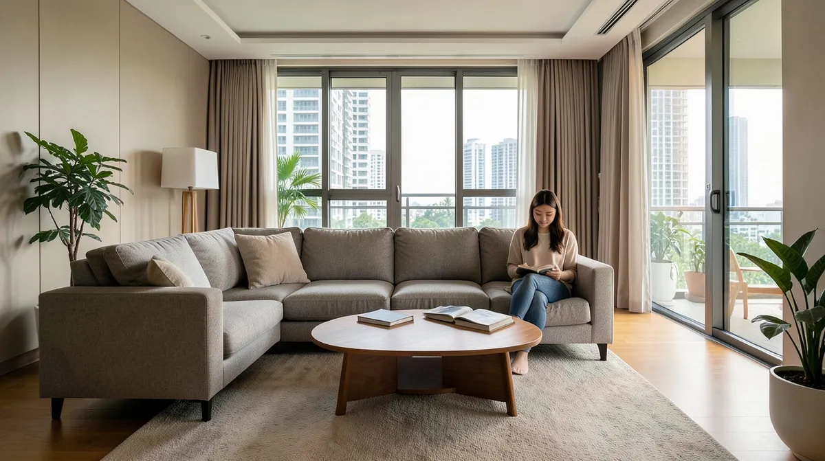 A delivery team carrying furniture through a Singapore HDB corridor on delivery day