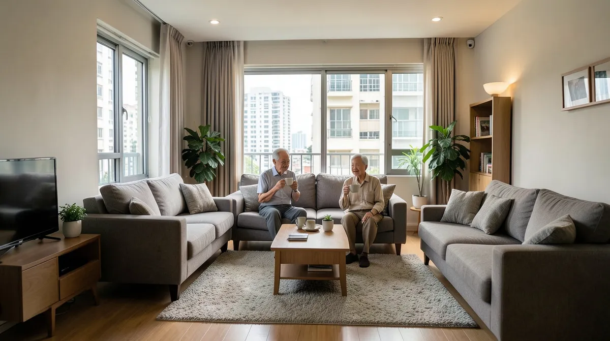 Well-ventilated Singapore living room with airflow helping to protect furniture from humidity damage