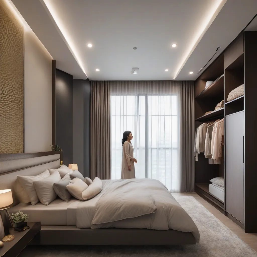 Bedframe of varying heights shown in a Singapore master bedroom to illustrate comfort and storage considerations