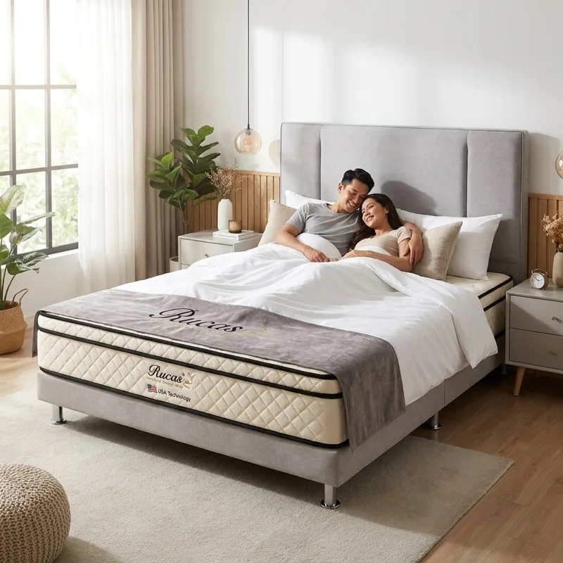 Queen Pocketed Spring Mattress + Bedframe