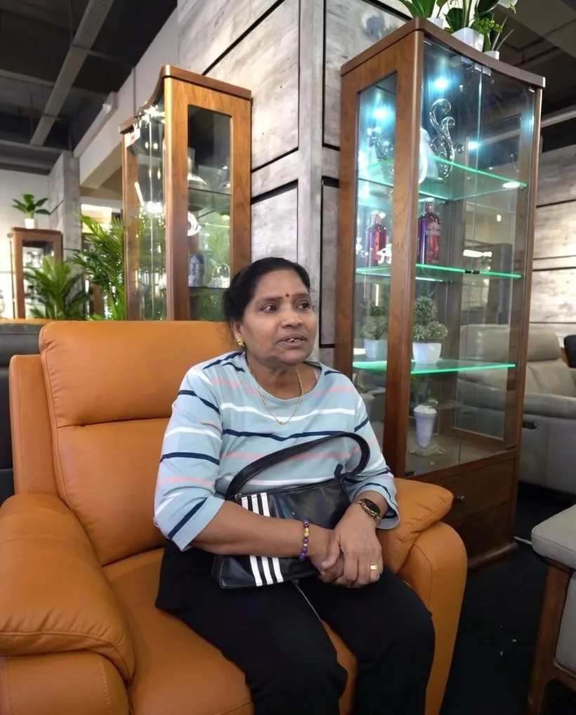 A Nova Furnishing customer in the showroom
