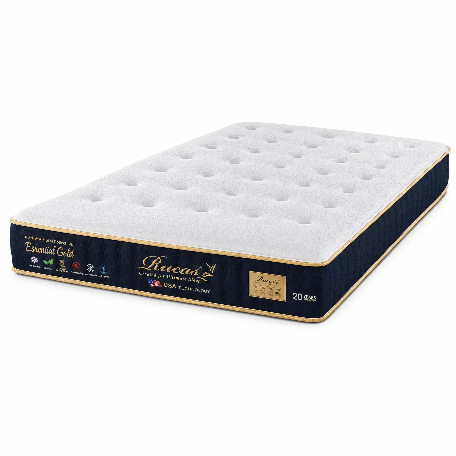 Rucas Essential Gold Mattress, studio view
